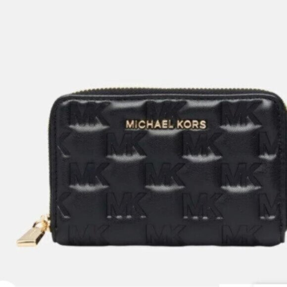 Michael Kors ZA Jet Set Small Card Case Wallet Quilt Logo name black - Picture 4 of 11